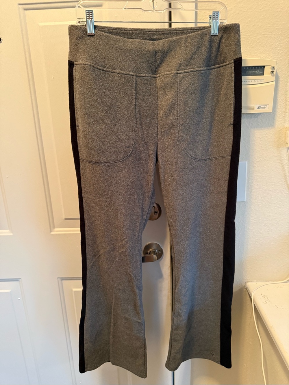 Cuddl Duds Gray Track Pants with Black Side Panels